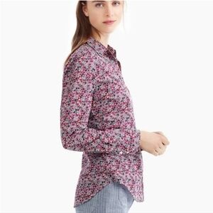 J Crew X Liberty London Slim Perfect Button Up Shirt Floral Fuchsia Pink Size 10